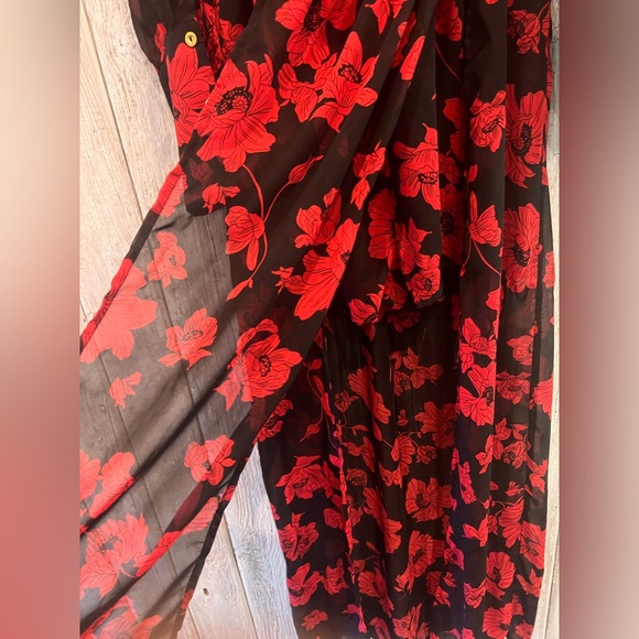 Miley+Molly Red/Black Floral Sheer Dress - Picture 6 of 10